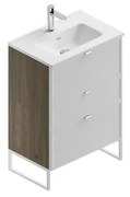 Mobile bagno da terra con lavabo L 60 x H 93 x P 39 cm cotto/bianco in mdf 3 cassetti per vasca centrale Quadra