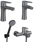 Set miscelatori lavabo bidet vasca nichel nero satinato serie   Lizzy