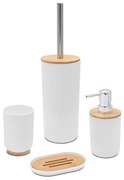 Set completo accessori bagno da appoggio in abs bianco e bamboo Surf