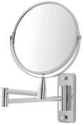 Specchio beauty a muro orientabile in acciaio cromo con ingrandimento