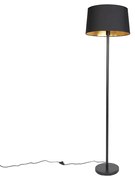 Lampada da terra moderna nera con paralume nero 45 cm - Simplo