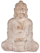 Statua Decorativa da Giardino Buddha Bianco/Dorato Poliresina (25 x 57 x 42,5 cm)