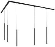 Sistema di illuminazione a binario moderno con 5 luci a sospensione nero 1 fase - Iconic Frini