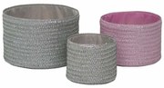 Set di Cestini DKD Home Decor Grigio Rosa polipropilene 27 x 27 x 17 cm