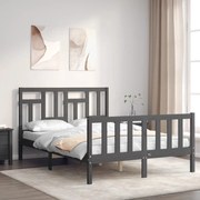 Giroletto con testiera grigio 140x200 cm in legno massello