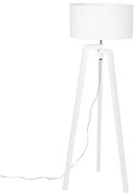 Lampada da terra a treppiede in legno bianco con paralume bianco 50 cm - Puros