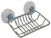 Portasapone da parete con ventose in filo metallico, 8,6x12 cm, cromo lucido