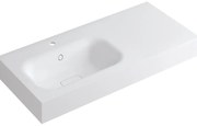 Lavabo integrale rettangolare vasca a sinistra L 100.5 x H 15 x P 46 cm in resina bianco