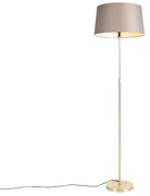 Lampada da terra oro/ottone con paralume in lino color tortora 45 cm - Parte