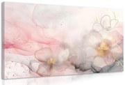 Quadro su tela – Fiori eleganti con tocco rosa-oro