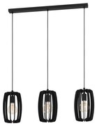 Lampadario Industrial Bajazzara 3 Luci Acciaio Nero Diffusore Nero