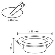 Faro LED da incasso 6,5W - IP44 Resistente all'Umidità Foro da ø70mm Colore Bianco Naturale 4.000-4.500K