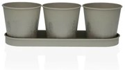 Vaso Versa Grigio Triplo Metallo (11 x 33 cm)