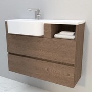 Mobile da bagno sospeso sotto lavabo L 100 x H 72 x P 33.5 cm marrone laminato opaco, 2 cassetti BADEN HAUS Paris