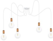 Lampadario a sospensione con filo MIROS 5xE27/60W/230V ragno bianco/rame