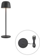Lampada da tavolo nera con LED ricaricabile con stazione di ricarica IP65 - Raika