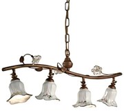 Lampadario Classico Pisa Metallo E Ceramica Ruggine Sfumato Oro 4 Luci E14