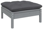 Sgabello da giardino antracite con cuscino grigio legno di pino