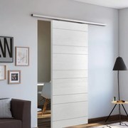 Porta scorrevole reversibile Ropes in mdf grigio, L 93 x H 212 cm, con binario Belem