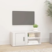 Mobile porta tv bianco lucido 80x31,5x36 cm legno multistrato