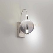 Lampada da parete aurora, nichel satinato con vetro fumè 10w 850lm ...