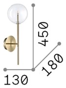 Applique Contemporanea Equinoxe Metallo Ottone 1 Luce 2W 3000K Luce Calda