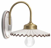 Applique Classica L'Aquila Ottone E Ceramica Decorato Filo Marrone 1 Luce E27