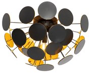 Plafoniera design nero con oro 54cm 3 luci - Cerchio