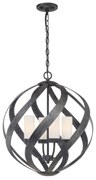 Lampadario Per Esterno Nordico Blacksmith Acciaio Nero Antico Vetro 4 Luci E14