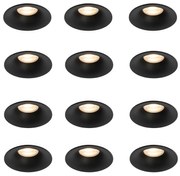 Set di 12 faretti incasso neri GU10 50mm - Gijs