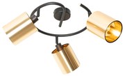 Plafoniera moderna nera e oro 3 luci - Lofty