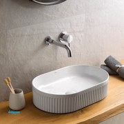 Lavabo D'Appoggio Da 50x32 Cm Finitura Bianco Lucido