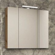 Kamalu - Specchiera bagno 80 cm a tre ante in rovere naturale | LAC-EFESTO-80