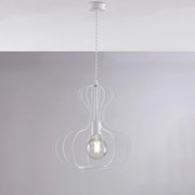 Sospensione Industrial Titty 1 Luce Ferro Laccato Bianco E Argento