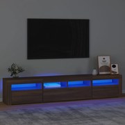 Mobile porta tv con luci led rovere marrone 210x35x40 cm