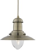 Sospensione Rustico-Country Fisher Man Acciaio Adjustable Vetro 1 Luce E27