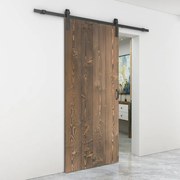 Porta scorrevole reversibile Barn Wenge in alluminio marrone, L 96 x H 215 cm, con binario Country nero