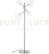 Equinoxe lampada da terra cromo e trasparente in vetro 4 luci attac...