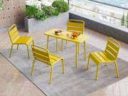 Sala da pranzo giardino per bambini un tavolo e 4 sedie impilabili Metallo Giallo senape - POPAYAN di MYLIA