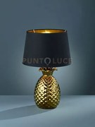 Pineapple lampada da tavolo ceramica grande ananas oro con paralume...