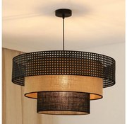 Brilagi - Lampadario a cavo DAKOTA LUNETA 1xE27/15W/230V Ø 60 cm nero/rattan