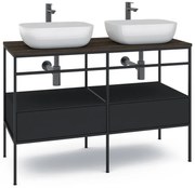 Mobile bagno da terra con lavabo L 120 x H 92 x P 45.5 cm nero 2 cassetti per doppia vasca Outline