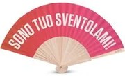 Ventaglio legno con scritta sventolami rosa