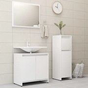 Set mobili da bagno 3 pz bianco in truciolato