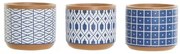 Vaso Home ESPRIT Azzurro Bianco Cemento 12 x 12 x 10,5 cm (3 Unità)