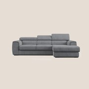 Zeno Divano angolare con pouf estraibile in tessuto morbido impermeabile T02 grigio Destro