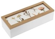 Scatola Decorativa Versa Fiori Legno MDF 9 x 6 x 24 cm