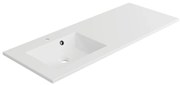 Lavabo integrale a incasso rettangolare vasca a sinistra Neo L 121 x H 11.2 x P 48.5 cm in composito minerale di resina gelificata bianco