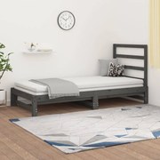 Dormeuse estraibile grigia 2x(90x200) cm legno massello di pino