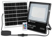Faro Led 200W Nero con pannello solare IP66 RGB Dimmerabile con telecomando e crepuscolare Aigostar